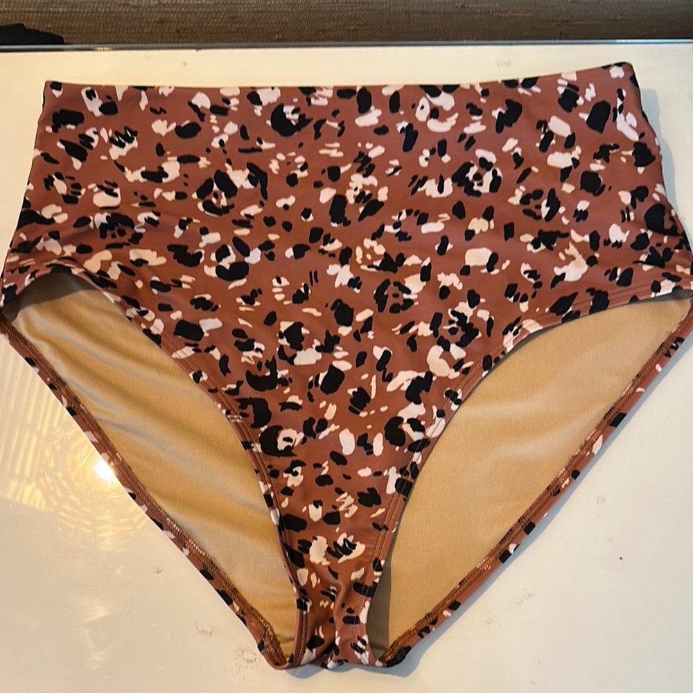 Leopard Print High-Waisted Bikini Bottoms